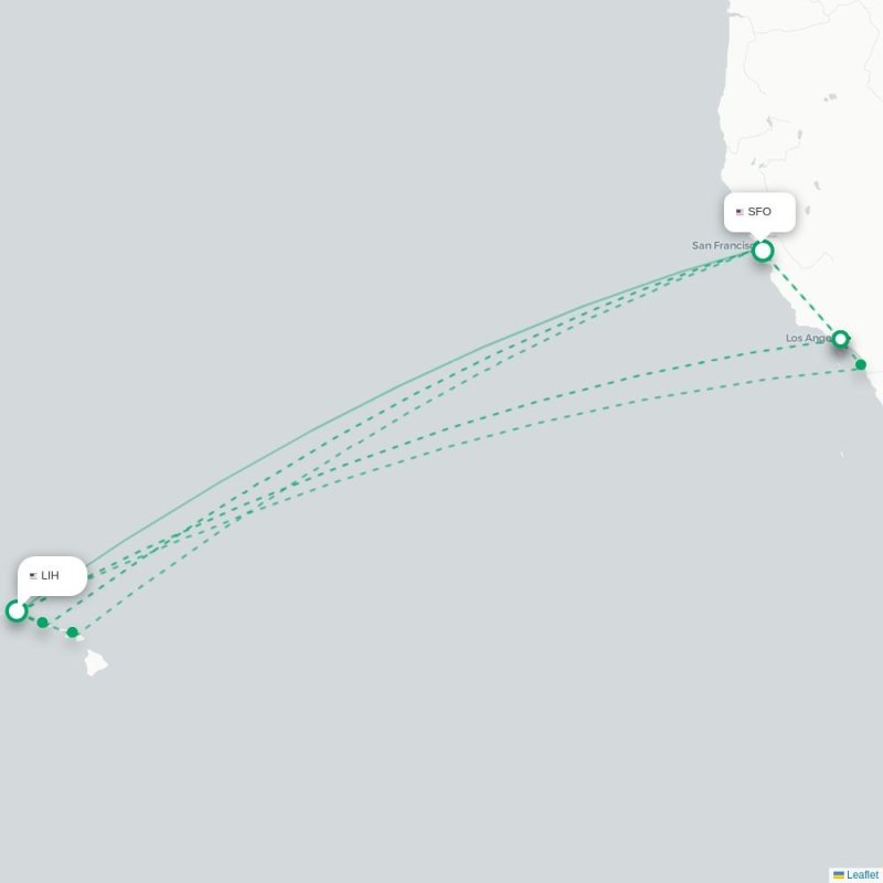 LIH - SFO route map