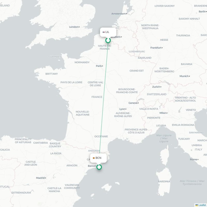LIL - BCN route map