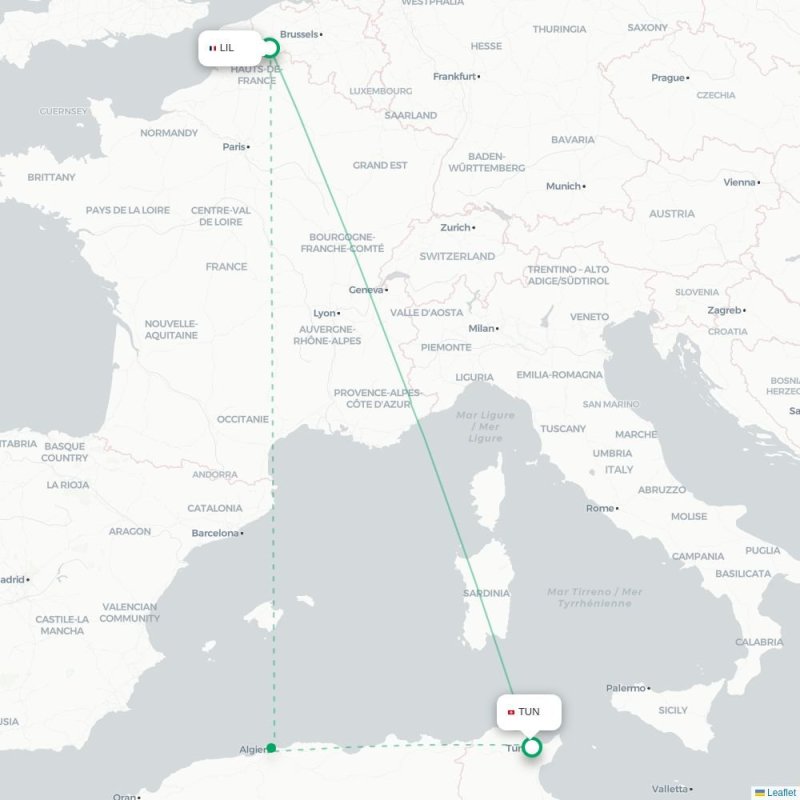 LIL - TUN route map
