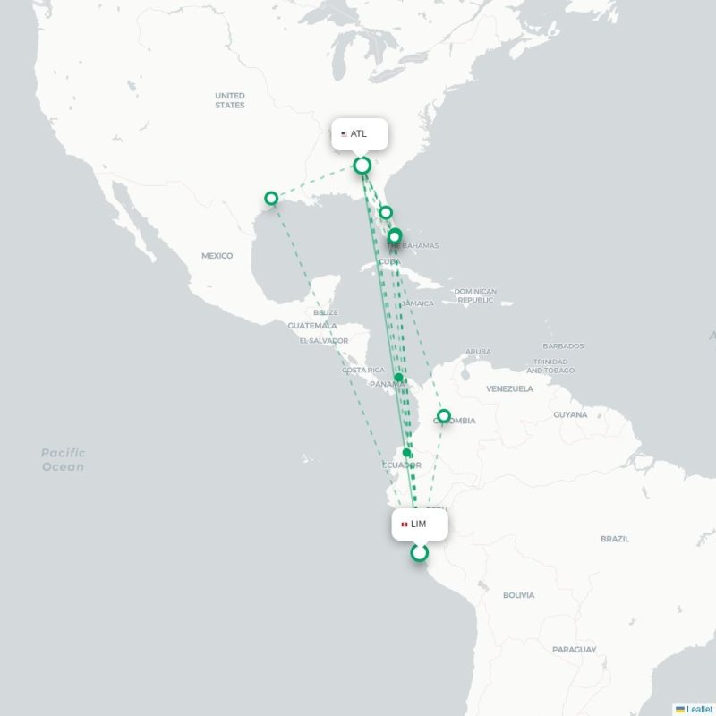 LIM - ATL route map
