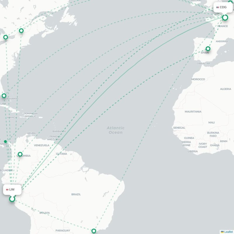 LIM - CDG route map