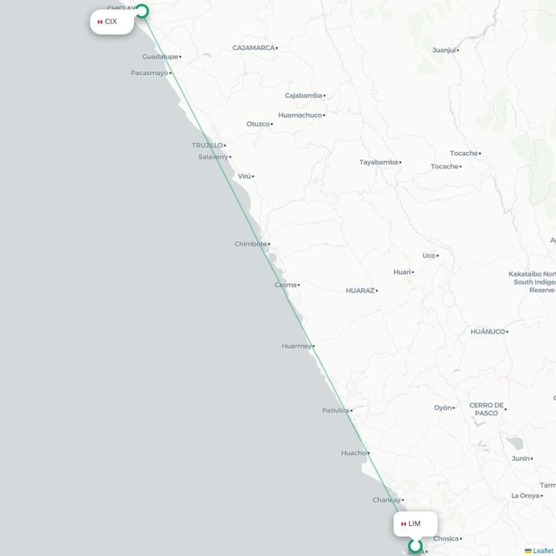 LIM - CIX route map