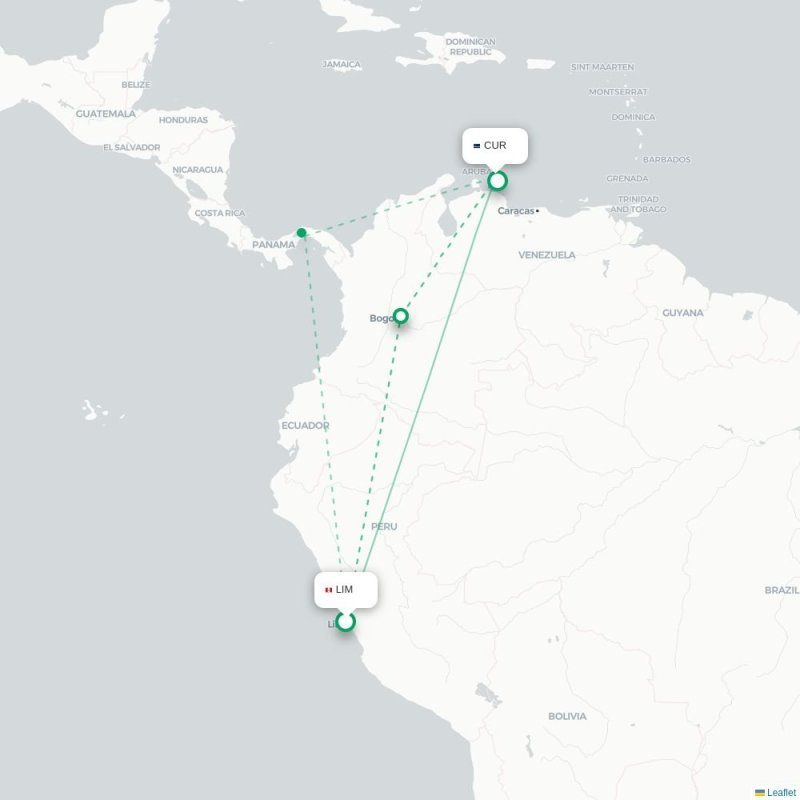 LIM - CUR route map