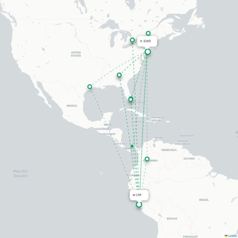 LIM - EWR route map