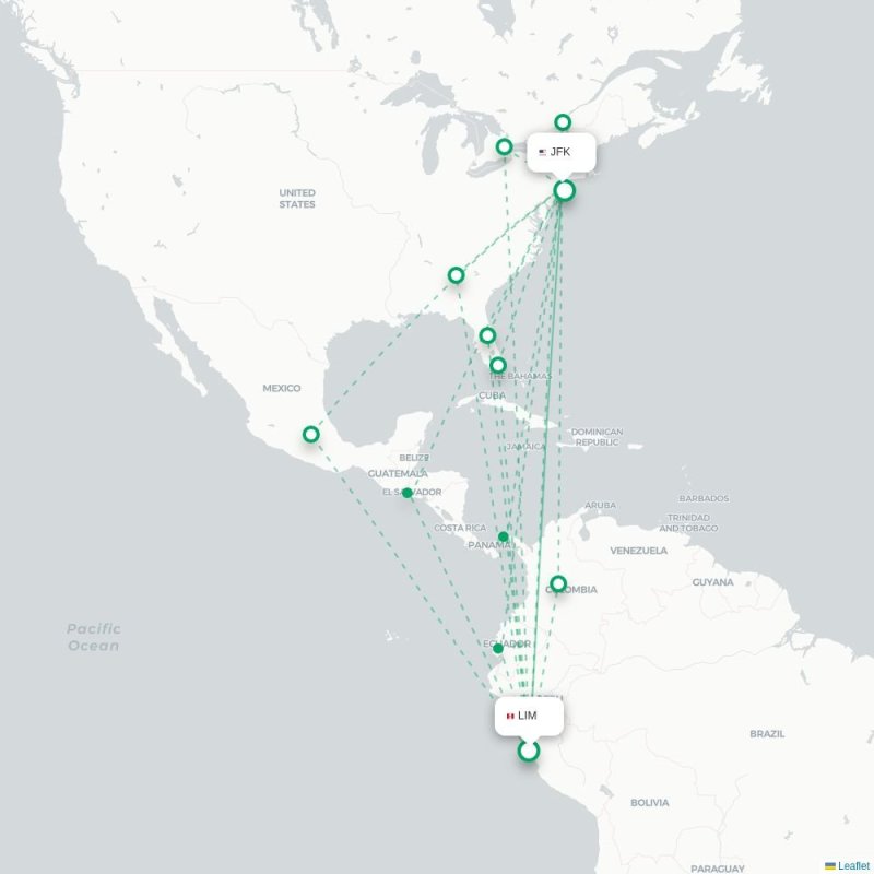 LIM - JFK route map