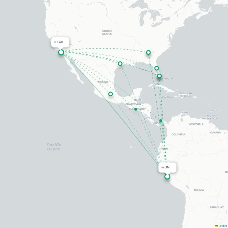 LIM - LAX route map