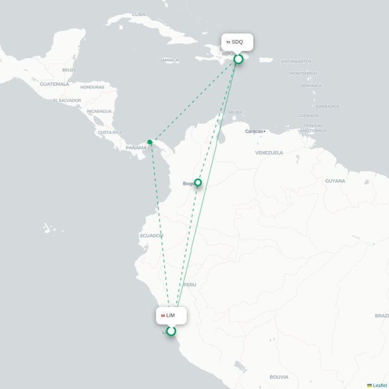 LIM - SDQ route map
