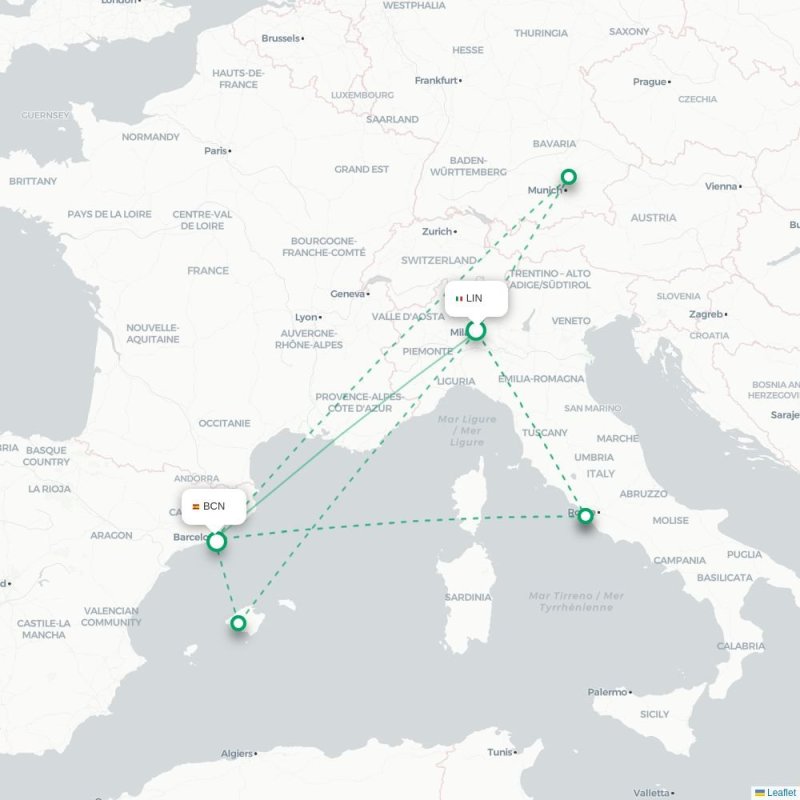 LIN - BCN route map