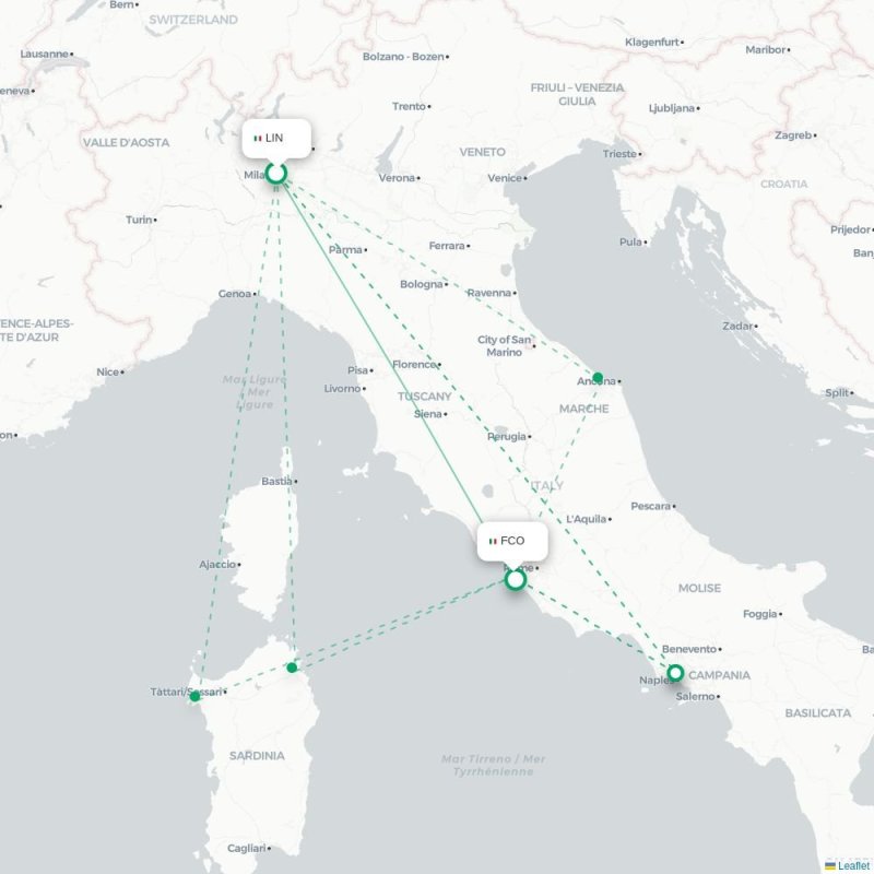 LIN - FCO route map