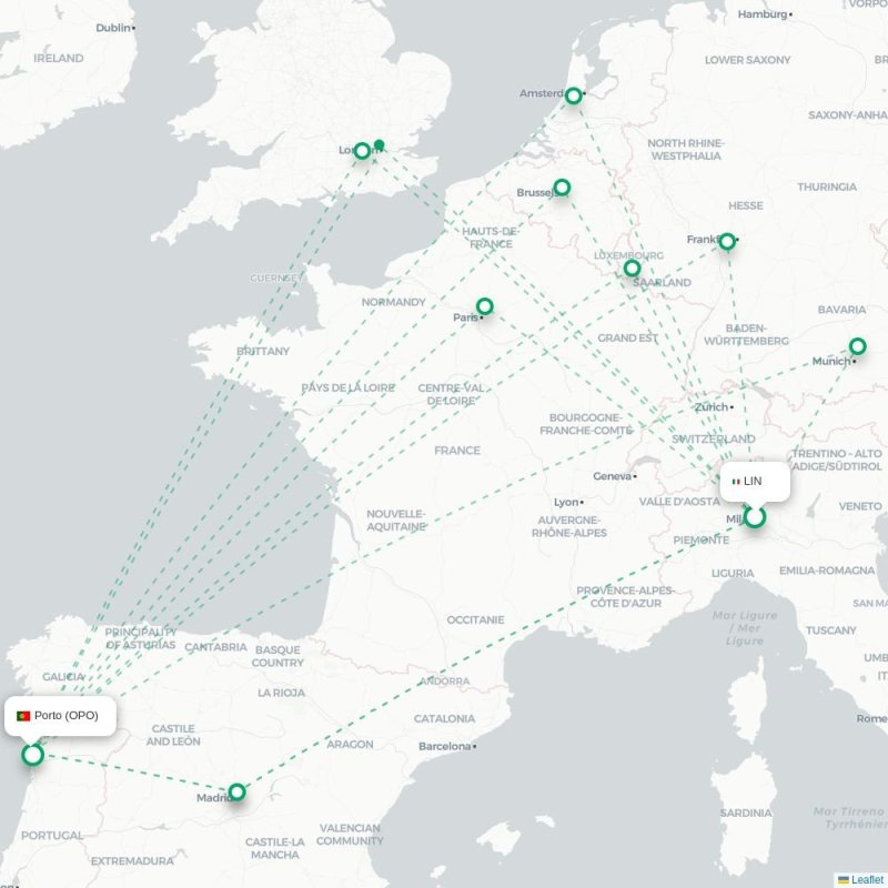 LIN - OPO route map