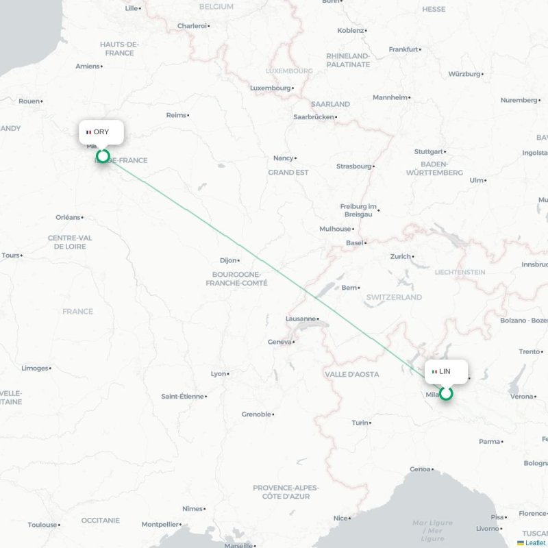 LIN - ORY route map