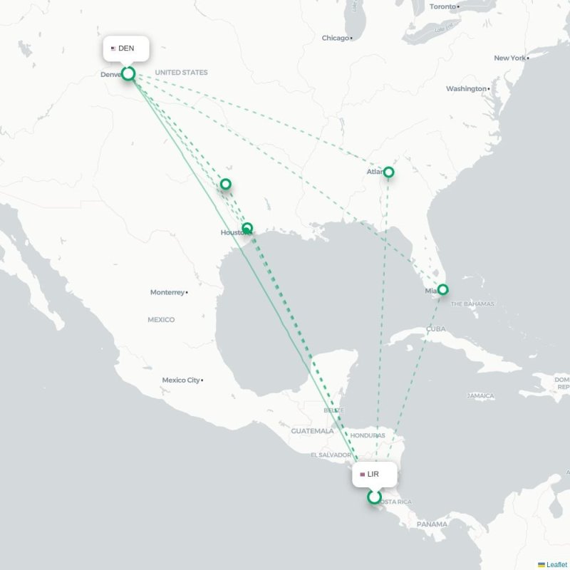 LIR - DEN route map