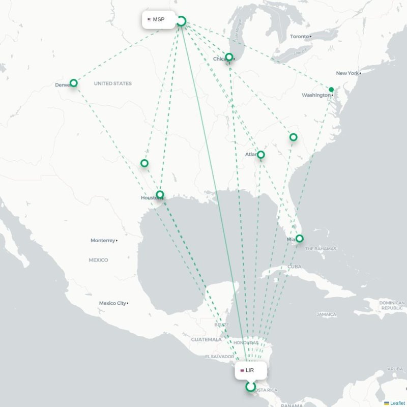 LIR - MSP route map