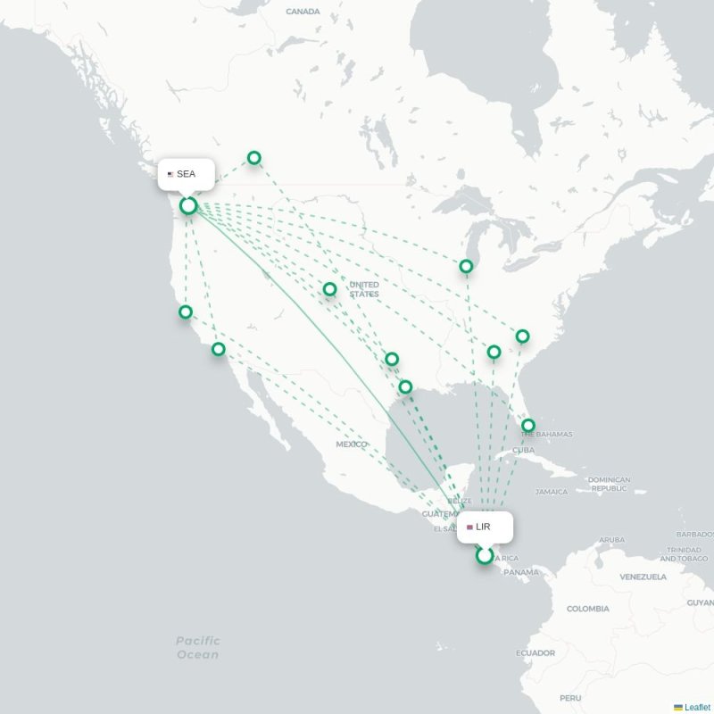 LIR - SEA route map