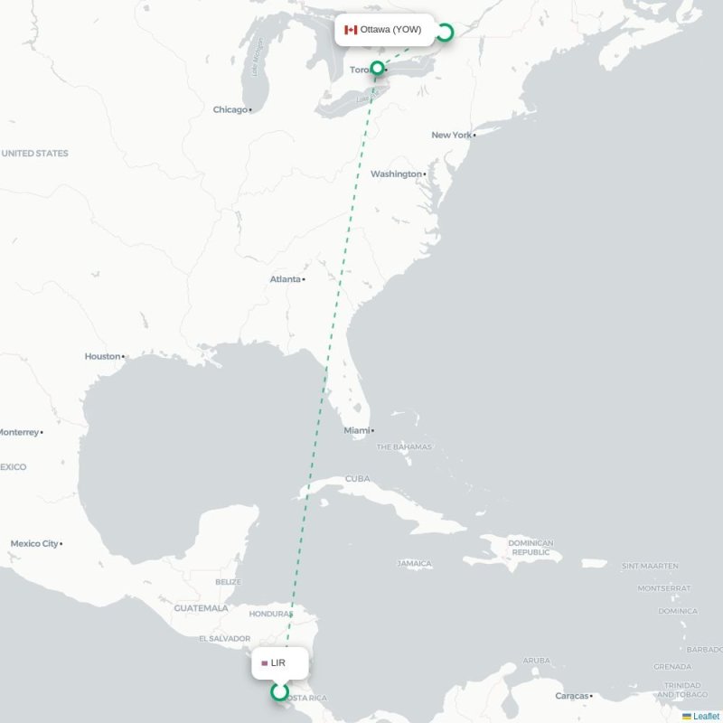 LIR - YOW route map