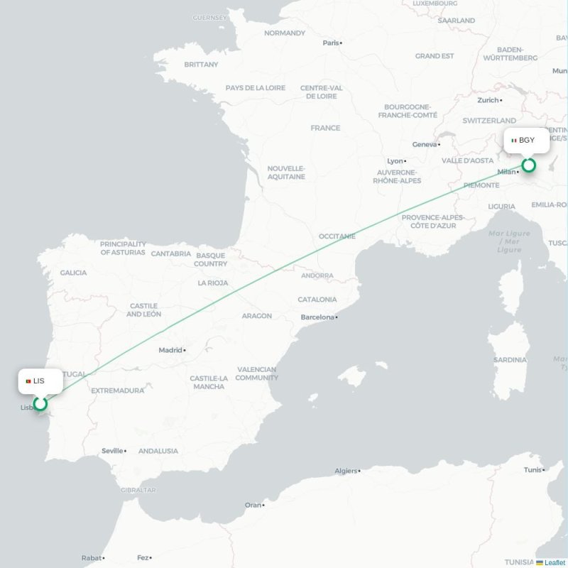 LIS - BGY route map
