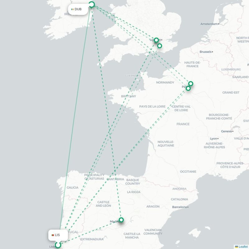 LIS - DUB route map