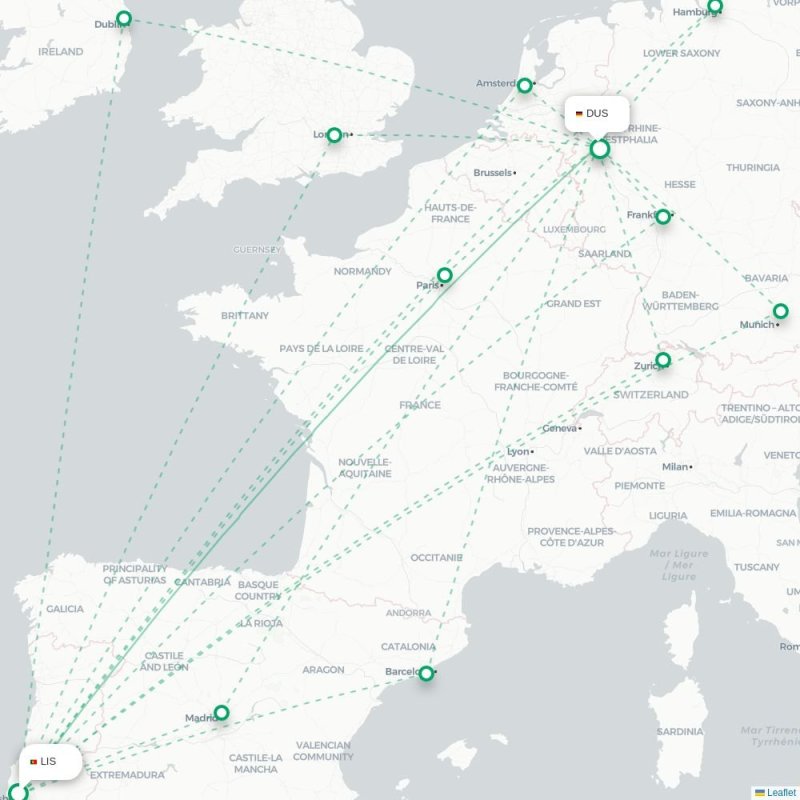 LIS - DUS route map