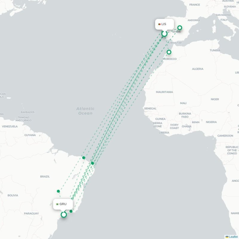 LIS - GRU route map