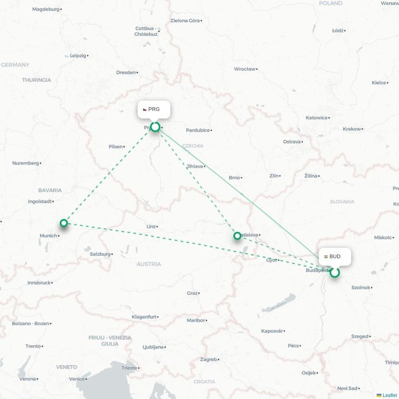 LIS - PRG route map