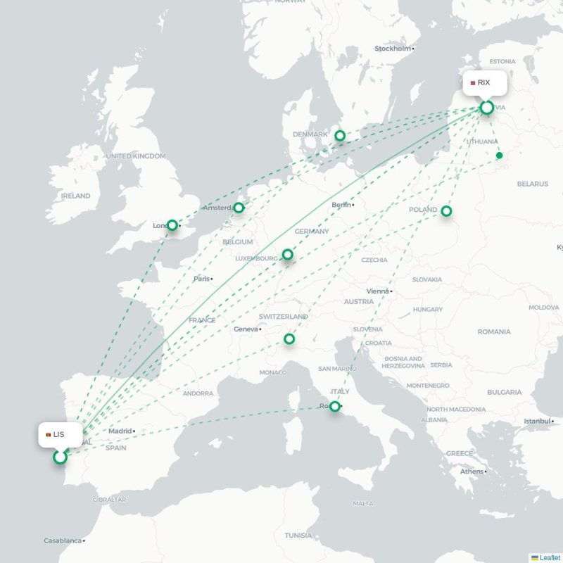 LIS - RIX route map