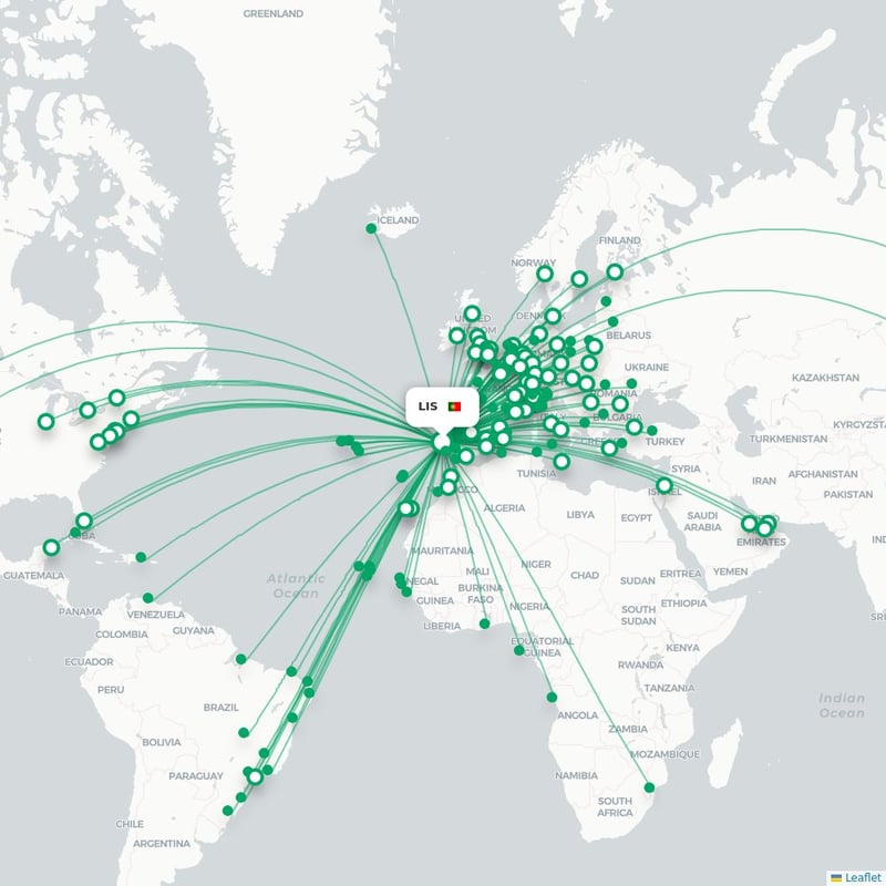 Route map Lissabon  LIS airport