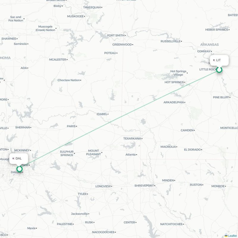 LIT - DAL route map