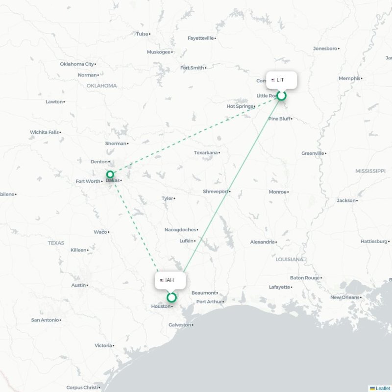 LIT - IAH route map