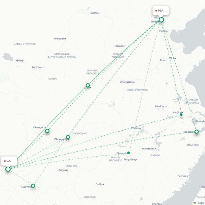 LJG - PEK route map