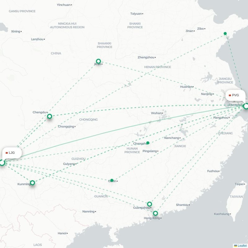LJG - PVG route map