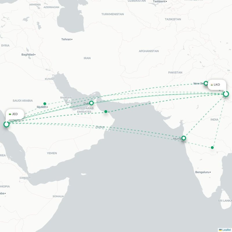 LKO - JED route map