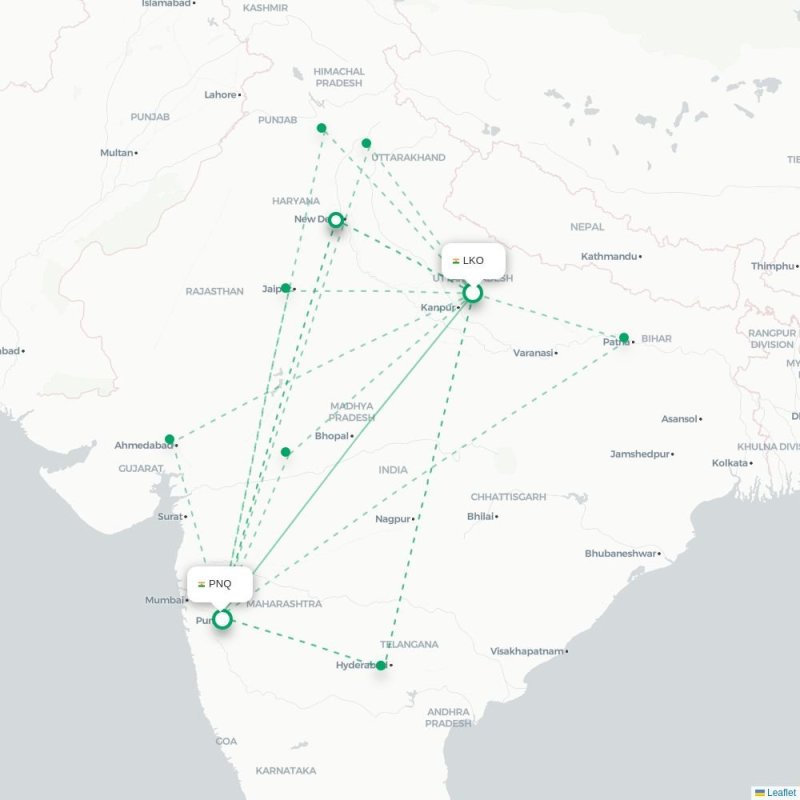 LKO - PNQ route map