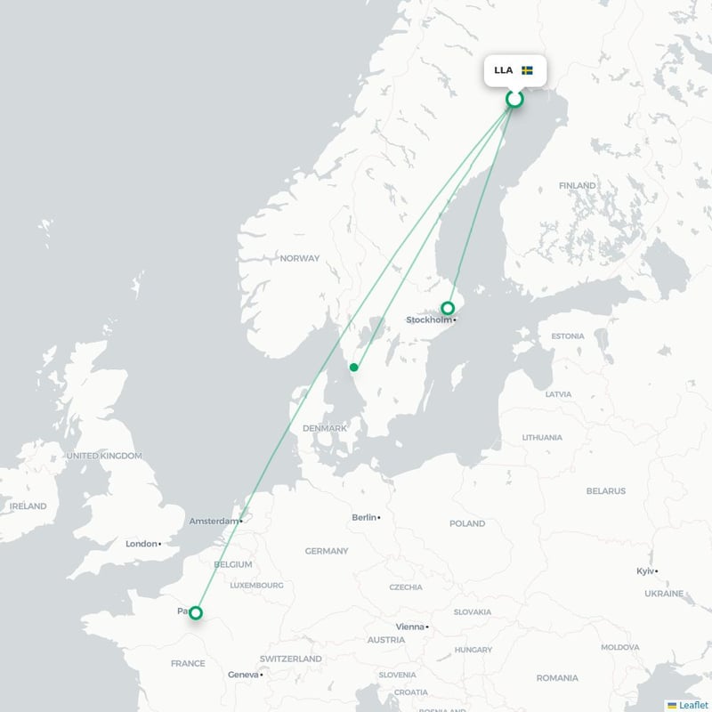 Route map Luleå  LLA airport