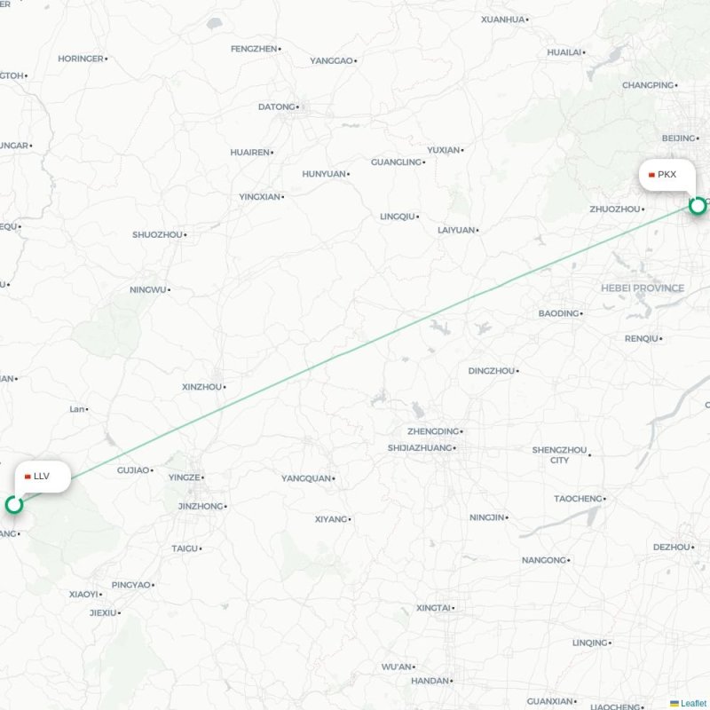 LLV - PKX route map