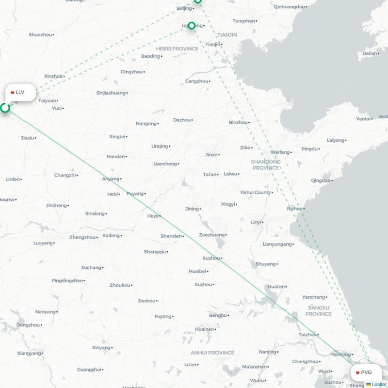 LLV - PVG route map