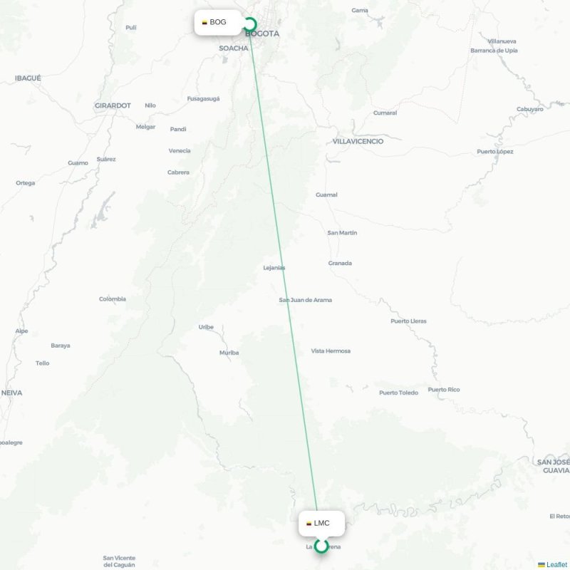 LMC - BOG route map