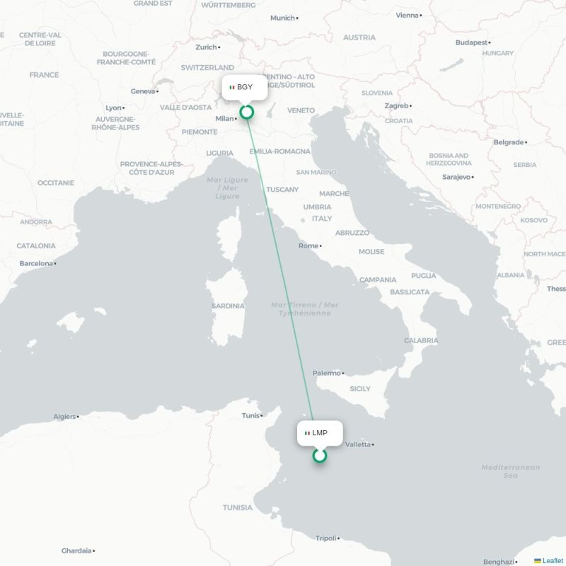 LMP - BGY route map