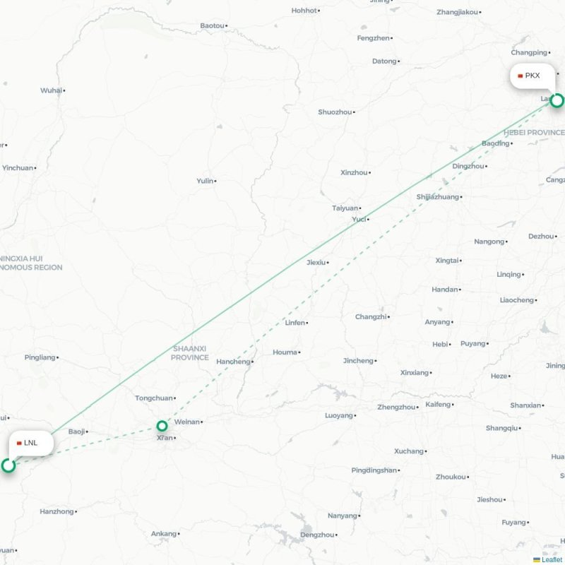 LNL - PKX route map