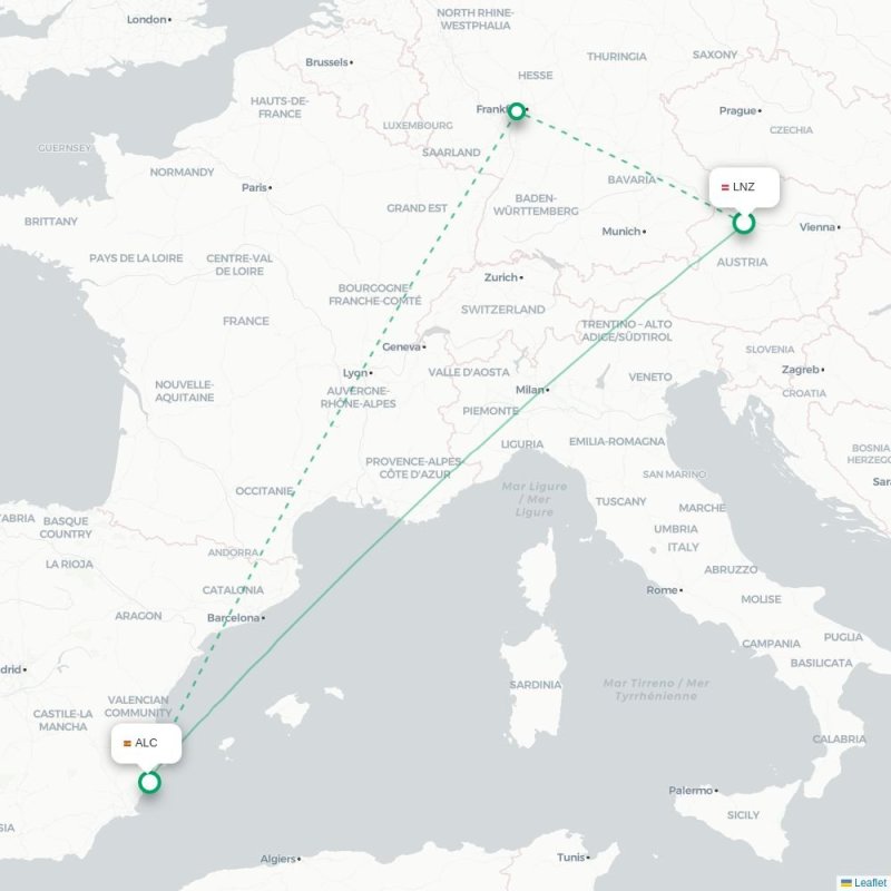 LNZ - ALC route map
