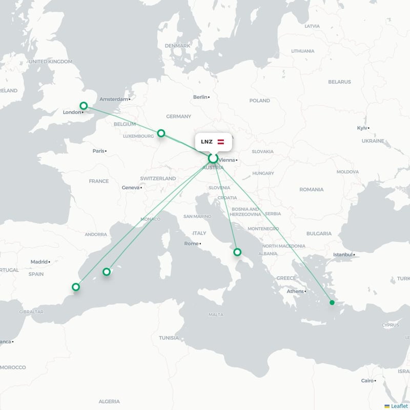 Route map Linz  LNZ airport