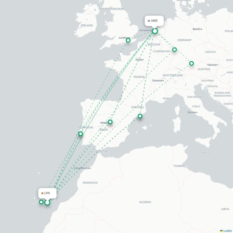 LPA - AMS route map