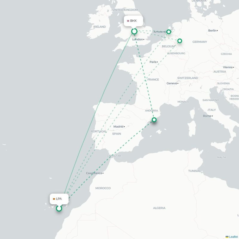 LPA - BHX route map