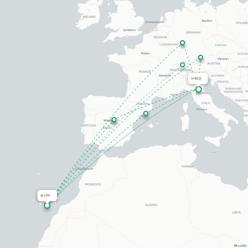 LPA - BLQ route map