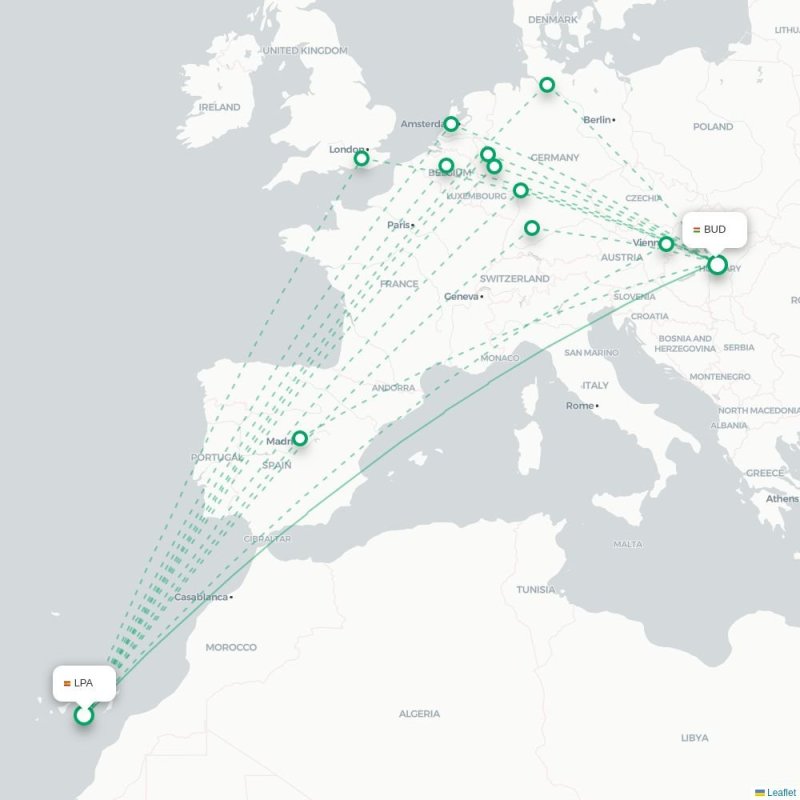 LPA - BUD route map