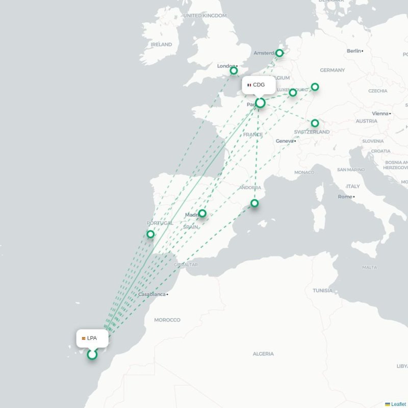 LPA - CDG route map