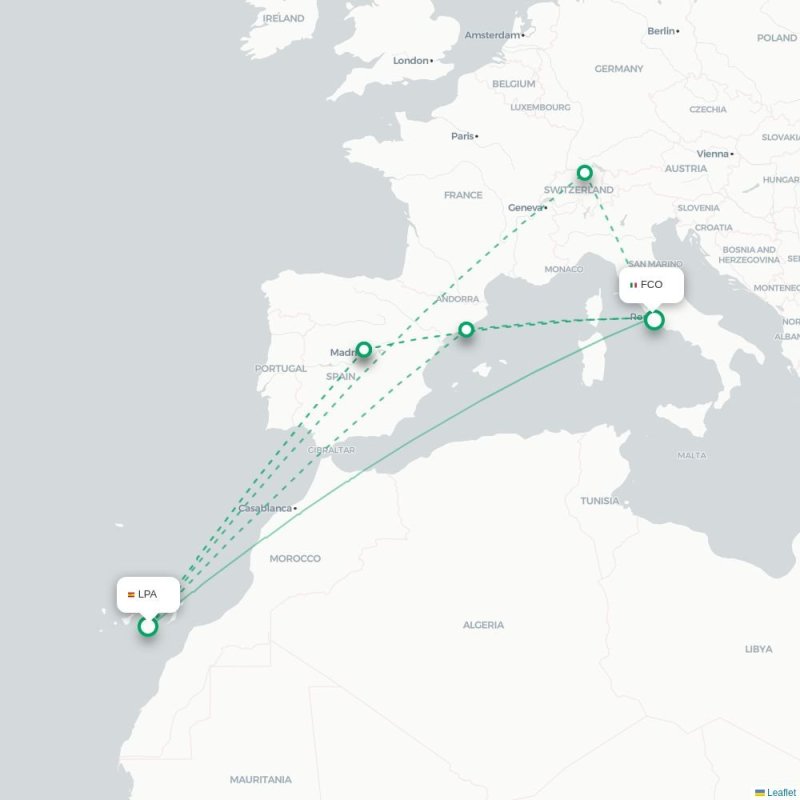 LPA - FCO route map