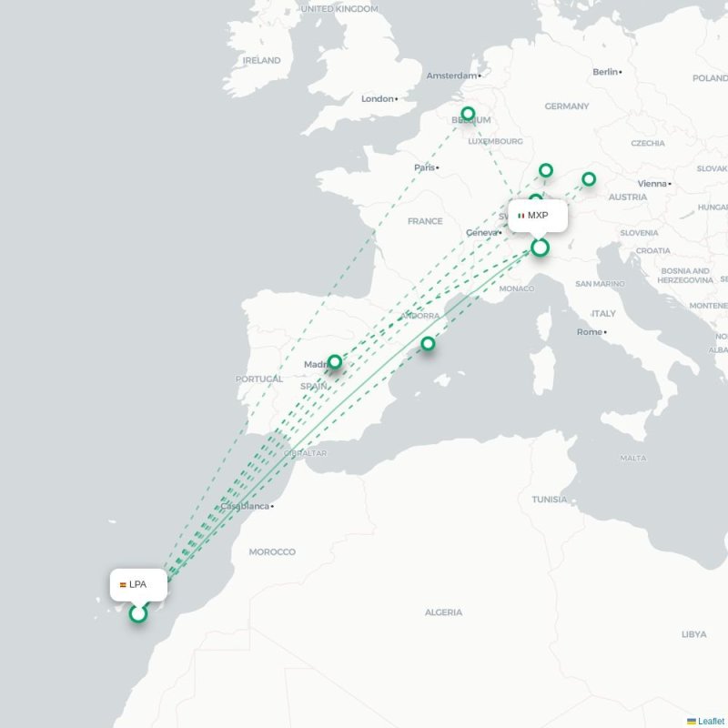 LPA - MXP route map