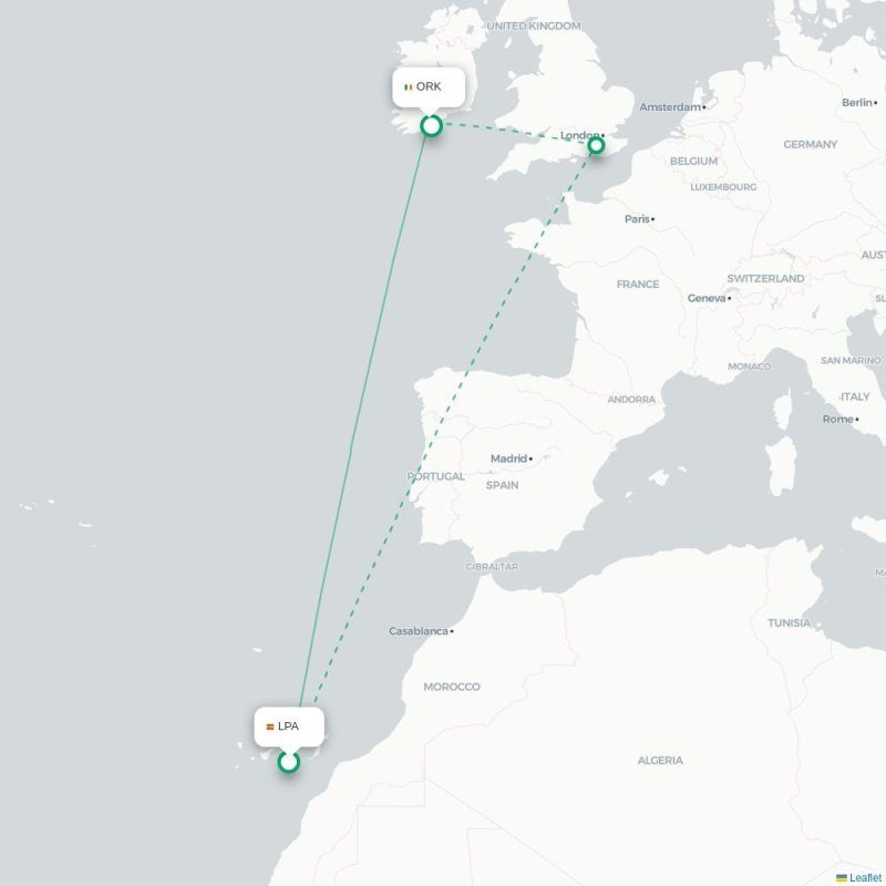 LPA - ORK route map