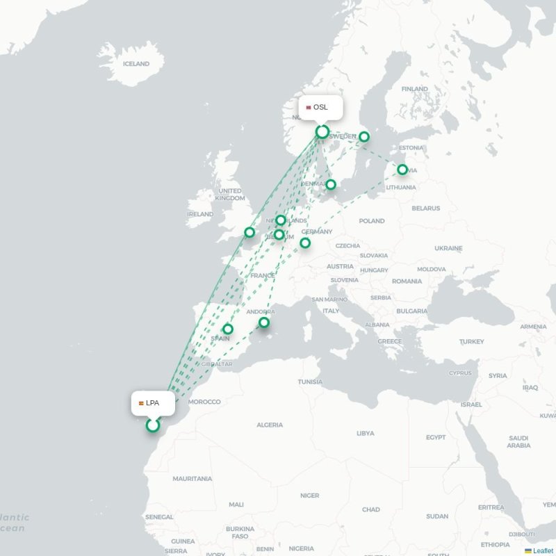 LPA - OSL route map