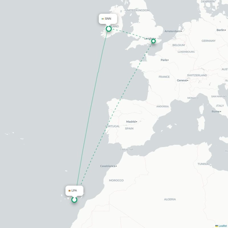 LPA - SNN route map